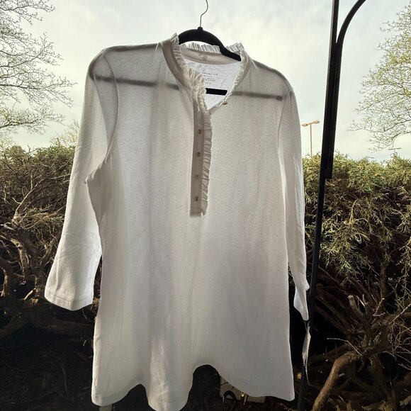 Charter Club Women's Pullover White Top with Ruffle and Buttons Size 1X NWT - Picture 3 of 14